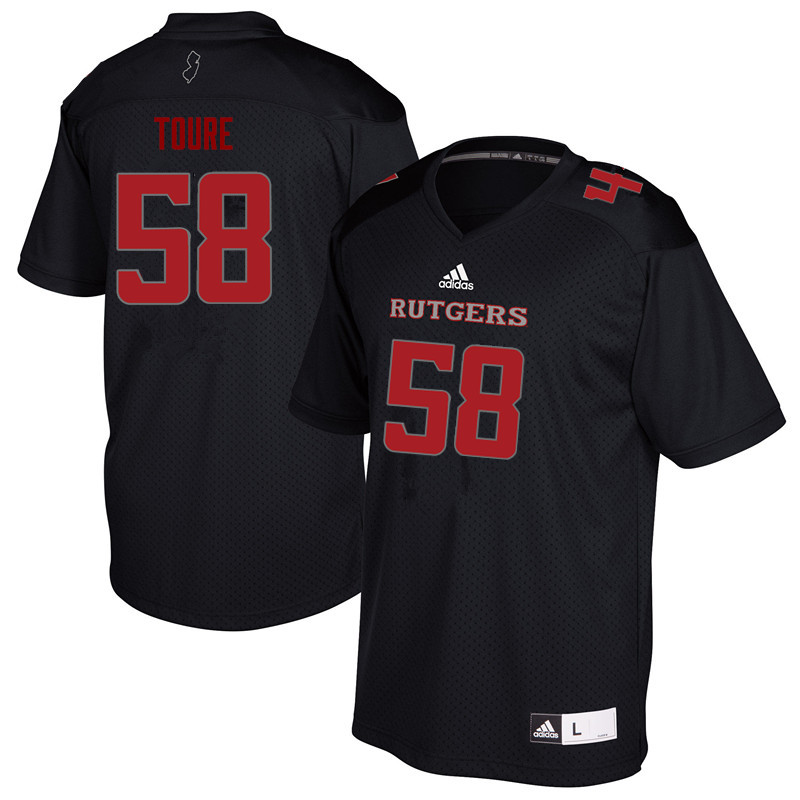 Men #58 Mohamed Toure Rutgers Scarlet Knights College Football Jerseys Sale-Black